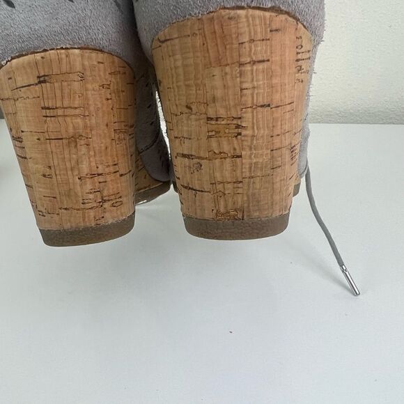 Toms Boots Womens Drizzle Gray Wedge Heels Booties  Gray Leather 8.5 - Picture 7 of 7